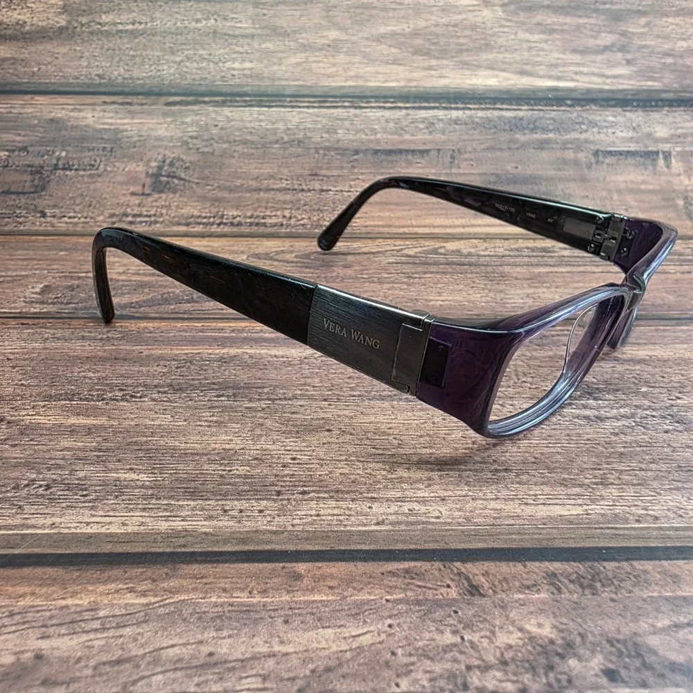 Vera Wang V042 Purple Marble Rectangle Eyeglasses 51-17-135 AY